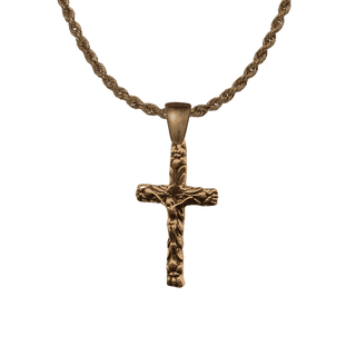 Vintage Bronze Rounded Crucifix with Leaves