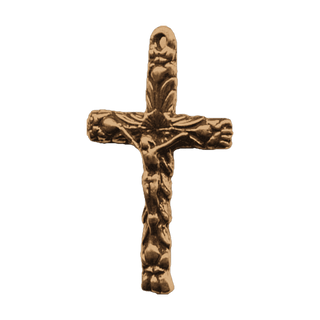 Vintage Bronze Rounded Crucifix with Leaves