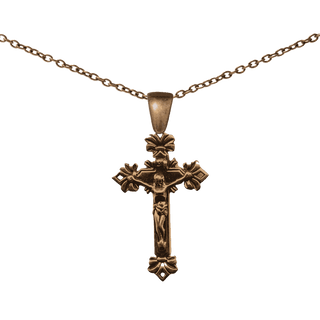 Vintage Bronze Crucifix with Diamond Bows