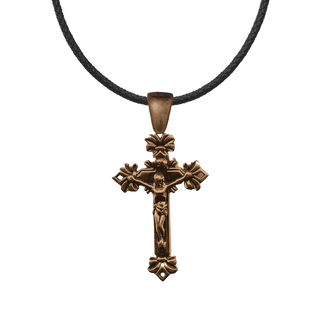 Vintage Bronze Crucifix with Diamond Bows