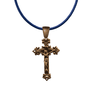Vintage Bronze Crucifix with Diamond Bows