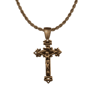 Vintage Bronze Crucifix with Diamond Bows