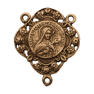 Vintage Bronze St. Therese of the Child Jesus Rosary Center
