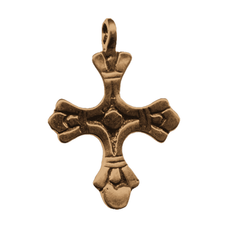 Vintage Bronze Budded Cross with Circle Center