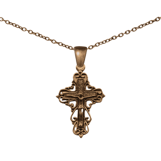Vintage Bronze Hearts and Scrolls Philippine Crucifix