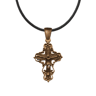Vintage Bronze Hearts and Scrolls Philippine Crucifix