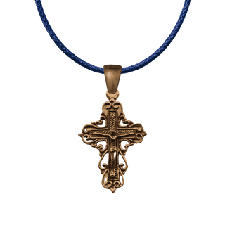 Vintage Bronze Hearts and Scrolls Philippine Crucifix