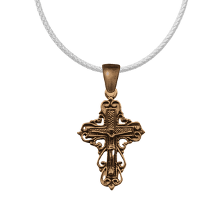 Vintage Bronze Hearts and Scrolls Philippine Crucifix