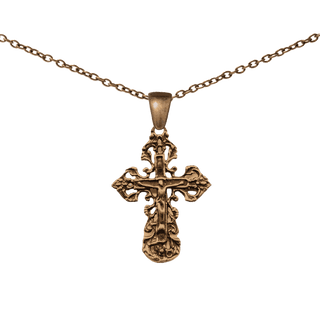 Vintage Bronze Lace and Filigree Crucifix, Small