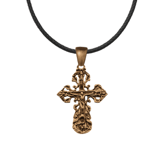 Vintage Bronze Lace and Filigree Crucifix, Small