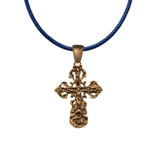 Vintage Bronze Lace and Filigree Crucifix, Small