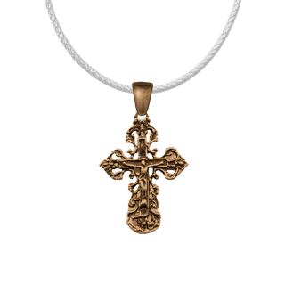 Vintage Bronze Lace and Filigree Crucifix, Small