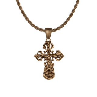 Vintage Bronze Lace and Filigree Crucifix, Small