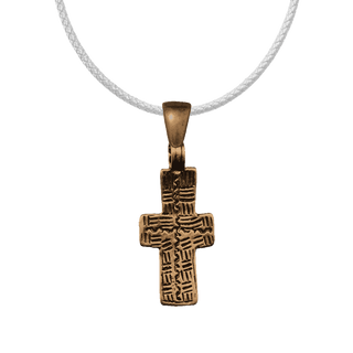 Vintage Bronze Coptic Cross with Etched Back