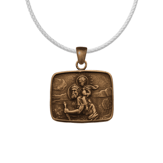 Vintage Bronze Saint Christopher Landscape Medal