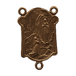 Vintage Bronze Lourdes and Sacred Heart Rosary Center — reverse