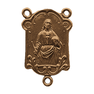 Vintage Bronze Lourdes and Sacred Heart Rosary Center