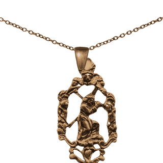 Vintage Bronze Christ Carrying the Cross Openwork Pendant