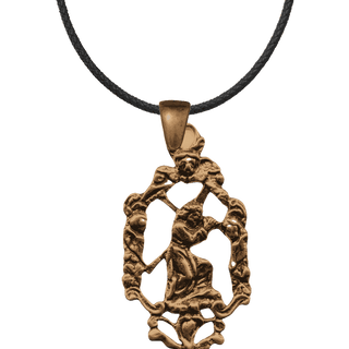 Vintage Bronze Christ Carrying the Cross Openwork Pendant
