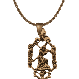 Vintage Bronze Christ Carrying the Cross Openwork Pendant