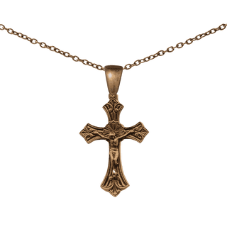 Vintage Bronze Scrolled Crucifix with Sunburst