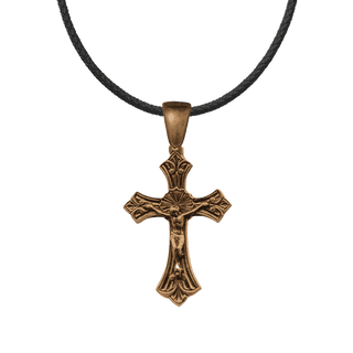 Vintage Bronze Scrolled Crucifix with Sunburst
