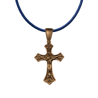 Vintage Bronze Scrolled Crucifix with Sunburst