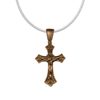 Vintage Bronze Scrolled Crucifix with Sunburst