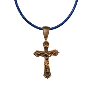 Vintage Bronze Scrollwork Crucifix with Banner Titulus