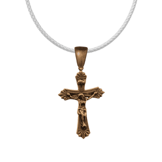 Vintage Bronze Scrollwork Crucifix with Banner Titulus