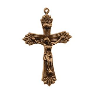 Vintage Bronze Scrollwork Crucifix with Banner Titulus