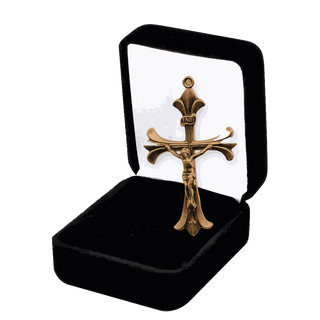 Vintage Bronze Elegant Flared Lily Crucifix