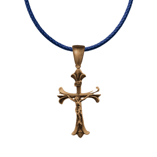 Vintage Bronze Elegant Flared Lily Crucifix