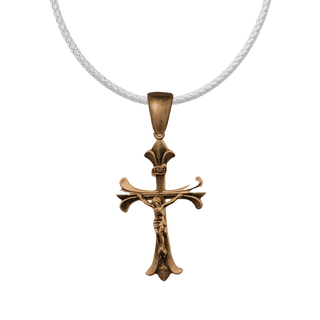Vintage Bronze Elegant Flared Lily Crucifix