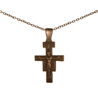 Vintage Bronze San Damiano Crucifix with the Assisi Blessing