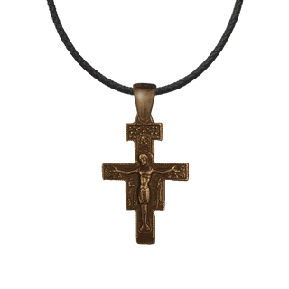 Vintage Bronze San Damiano Crucifix with the Assisi Blessing
