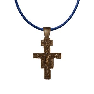 Vintage Bronze San Damiano Crucifix with the Assisi Blessing