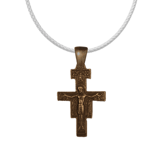 Vintage Bronze San Damiano Crucifix with the Assisi Blessing