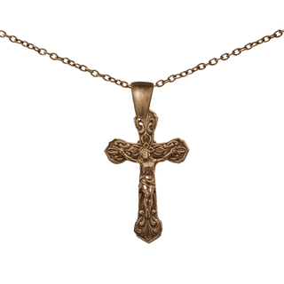 Vintage Bronze Delicate Filigree Crucifix