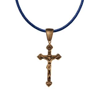 Vintage Bronze Crucifix with Four Hearts and Lilies
