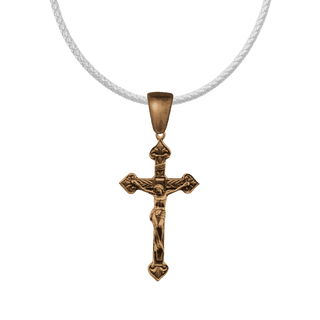 Vintage Bronze Crucifix with Four Hearts and Lilies