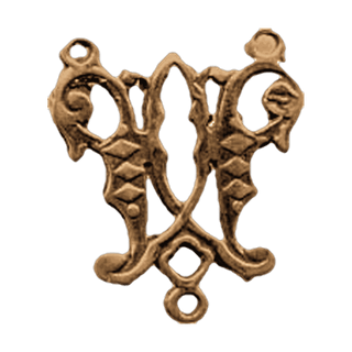 Vintage Bronze Ave Maria Monogram Rosary Center