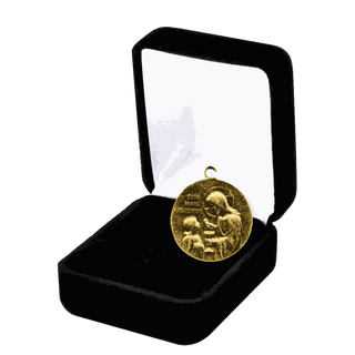 Vintage Yellow Bronze First Communion Medal with Dove and Lamb