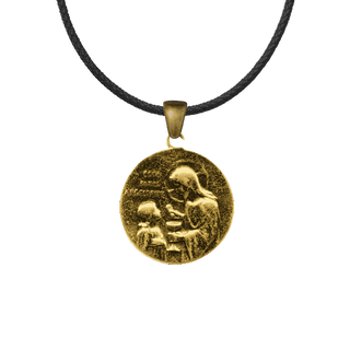 Vintage Yellow Bronze First Communion Medal with Dove and Lamb