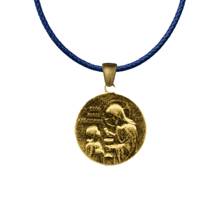 Vintage Yellow Bronze First Communion Medal with Dove and Lamb