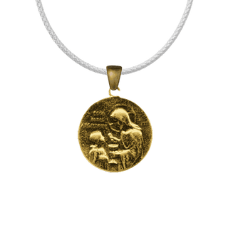 Vintage Yellow Bronze First Communion Medal with Dove and Lamb