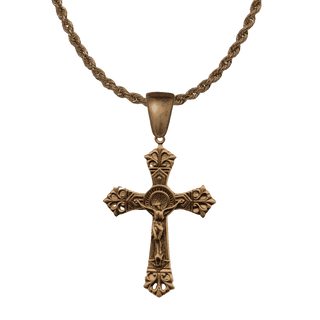 Vintage Bronze Double Nimbus Crucifix, Large