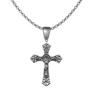 Vintage White Bronze Double Nimbus Crucifix, Large