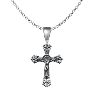 Vintage White Bronze Double Nimbus Crucifix, Large