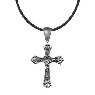 Vintage White Bronze Double Nimbus Crucifix, Large